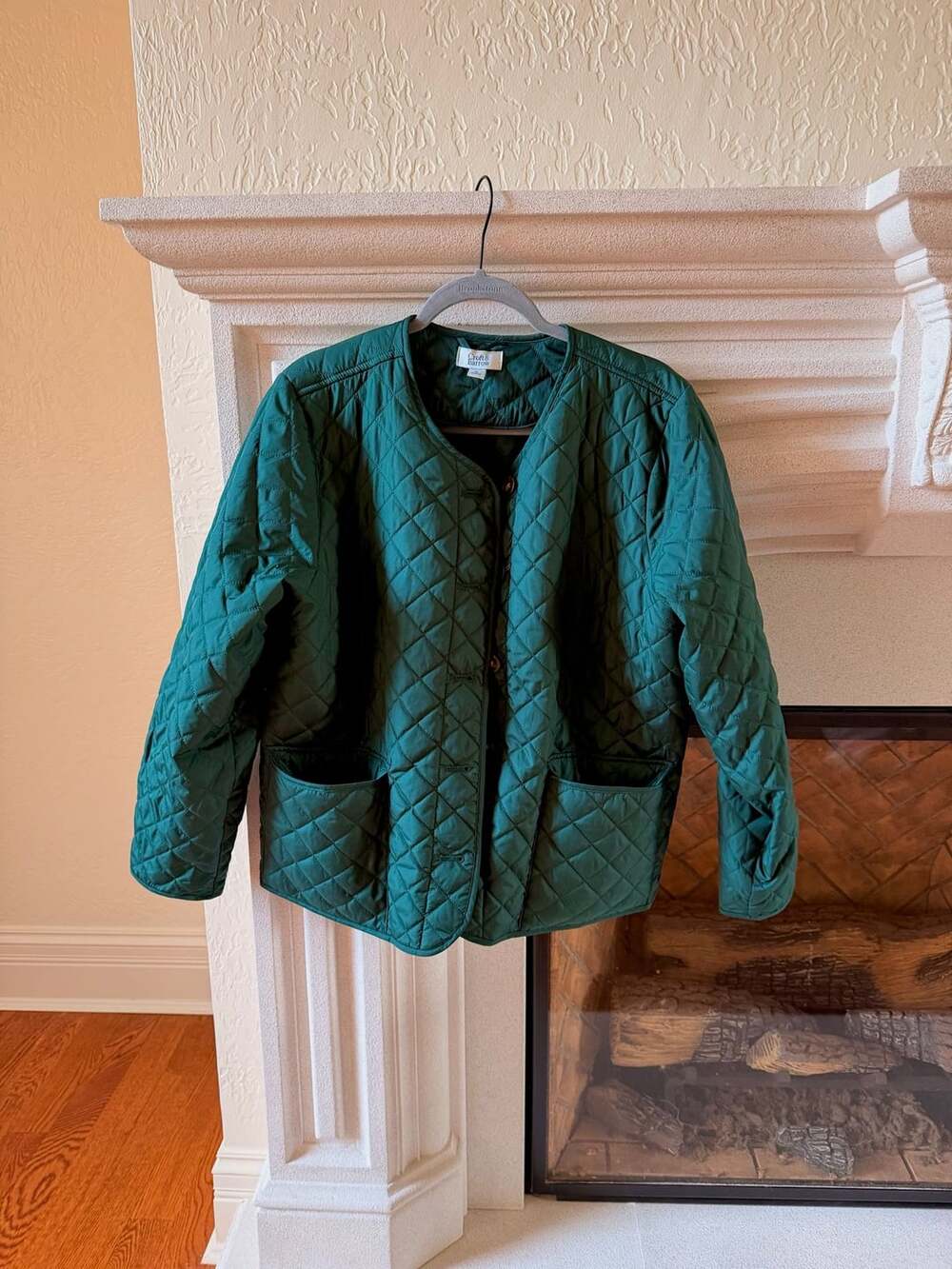 Croft & Barrow Green Quilted Button Up Jacket with Pockets